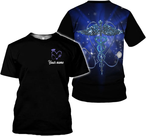 Custom Nurse 3D Shirt Personalized RN CNA Emergency Medical Technician Gift Nursing Emergency Shirts Registered Nurse Shirt