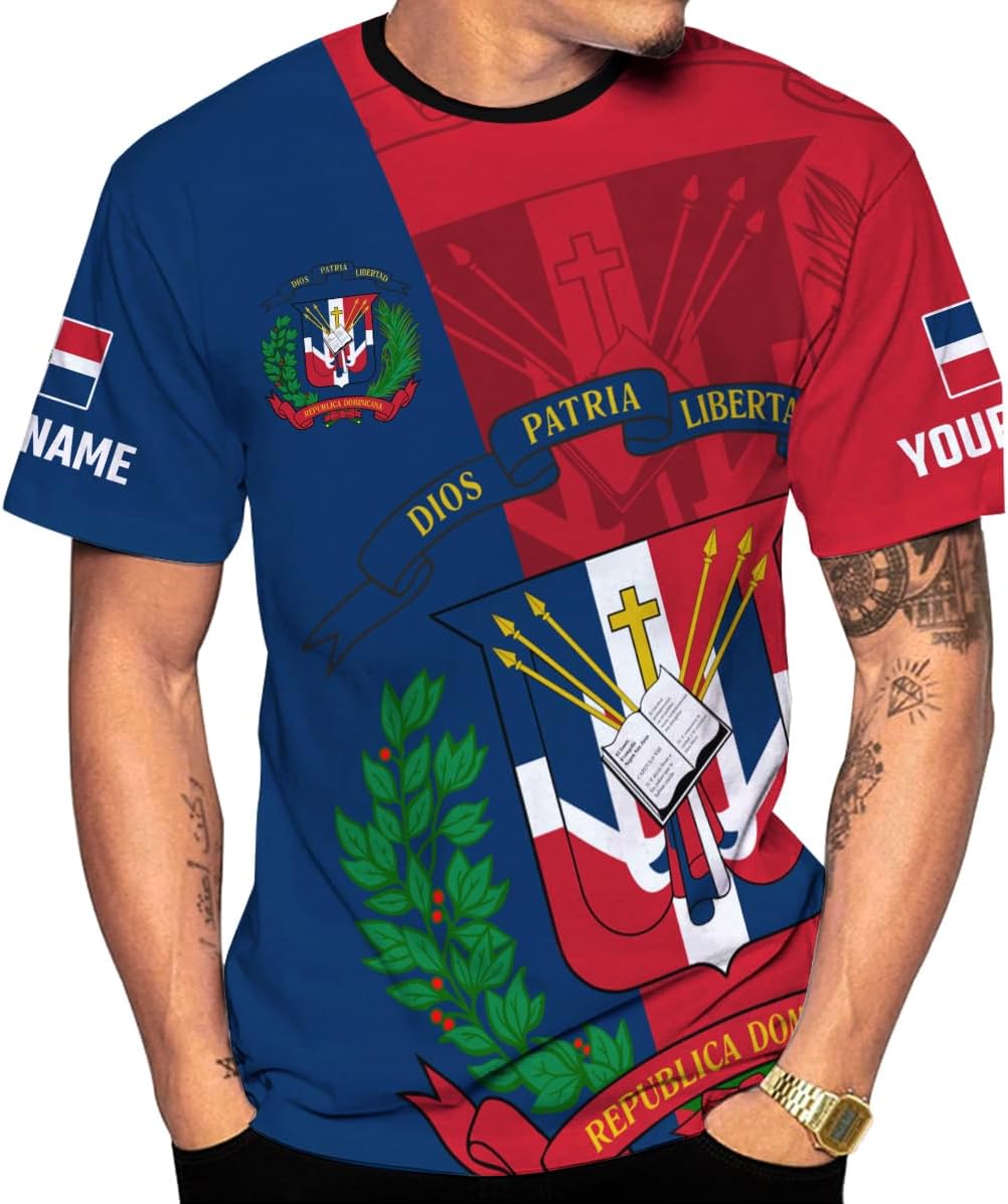 Custom Dominican Republic 3D Shirts for Men Dominicana Flag Shirts Dominican Flag Tshirt Dominican Independence Day