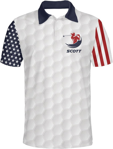 AOVL Personalized 3D Funny Golf Polo Shirt for Men Men's Golf Polo Shirts Custom Name and Team Name Golf Polo Gift for Dad