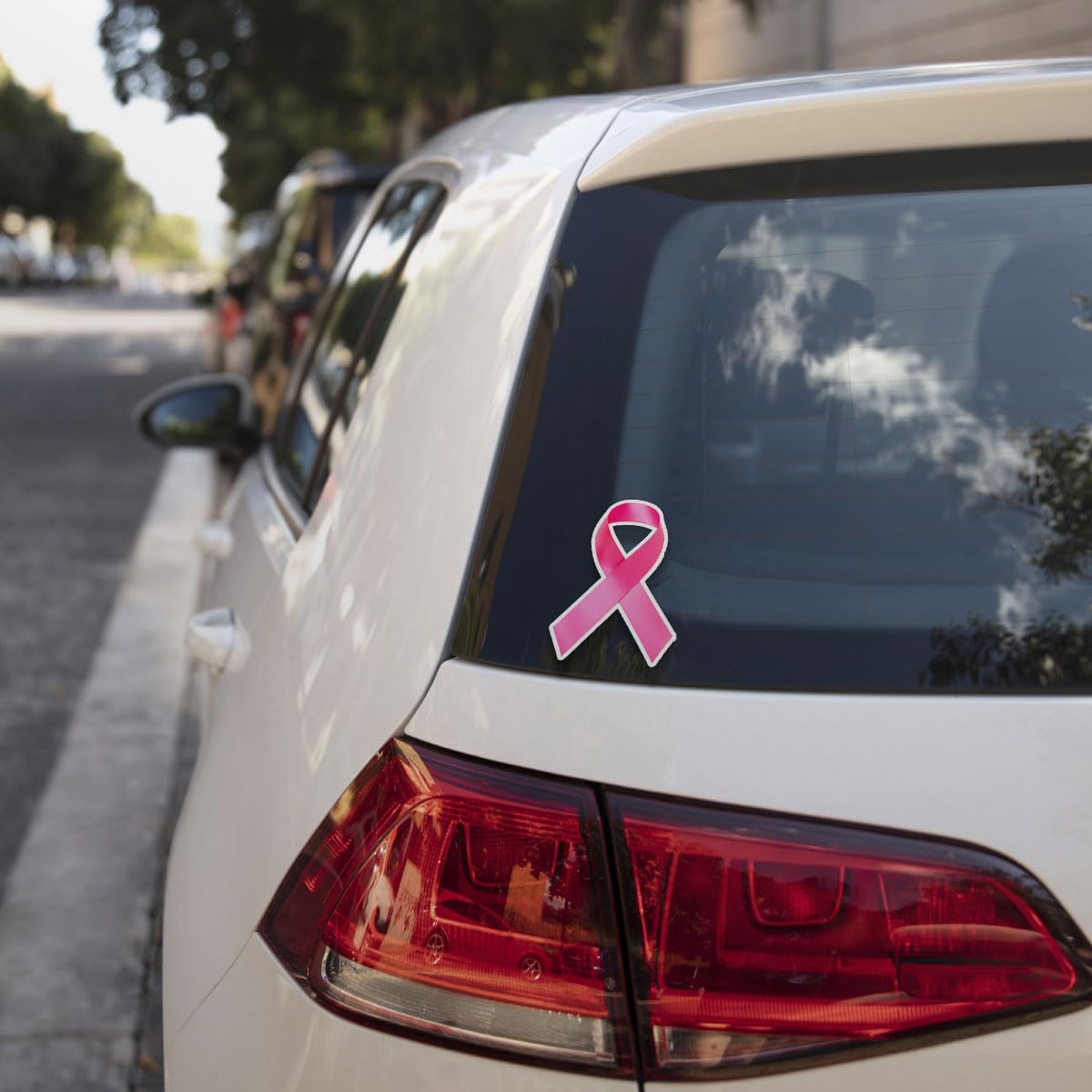 (3Pcs) Breast Cancer Awareness Pink Fighter Ribbon Vinyl Decal Sticker, Fuck Cancer Pink Ribbon Sticker Breast Cancer Car Decal Sticker Waterproof for Water Bottle, Car, Helmet Decal 5" (Ribbon 1)