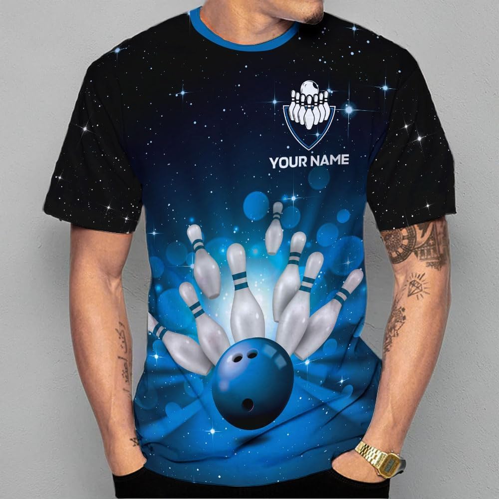 Pretyprints Personalized Bowling Shirt - Custom Bowling Gift for Women & Men