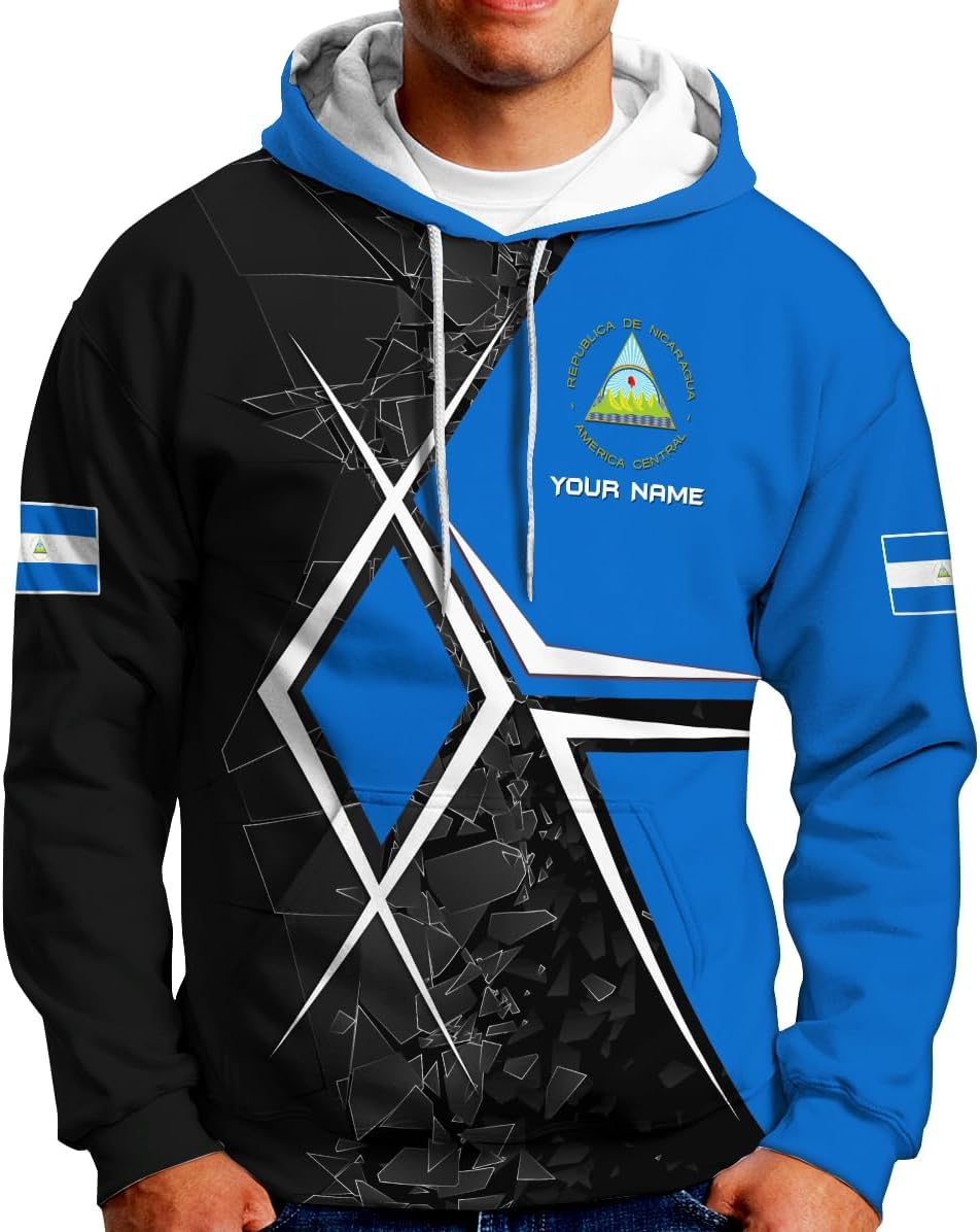 mostprints Personalized Nicaragua Hoodie Shirt Custom Nicaragua Flag Shirt for Men & Women Nicaragua Camisas Sweater