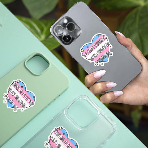 3 Pcs Trans Rights are Human Rights Sticker, Equality Bumper Sticker, Trans Human Rights Ally Stickers - Vinyl Sticker 3x3 for Water Bottles Laptop Phone Car Helmet Hard Hat