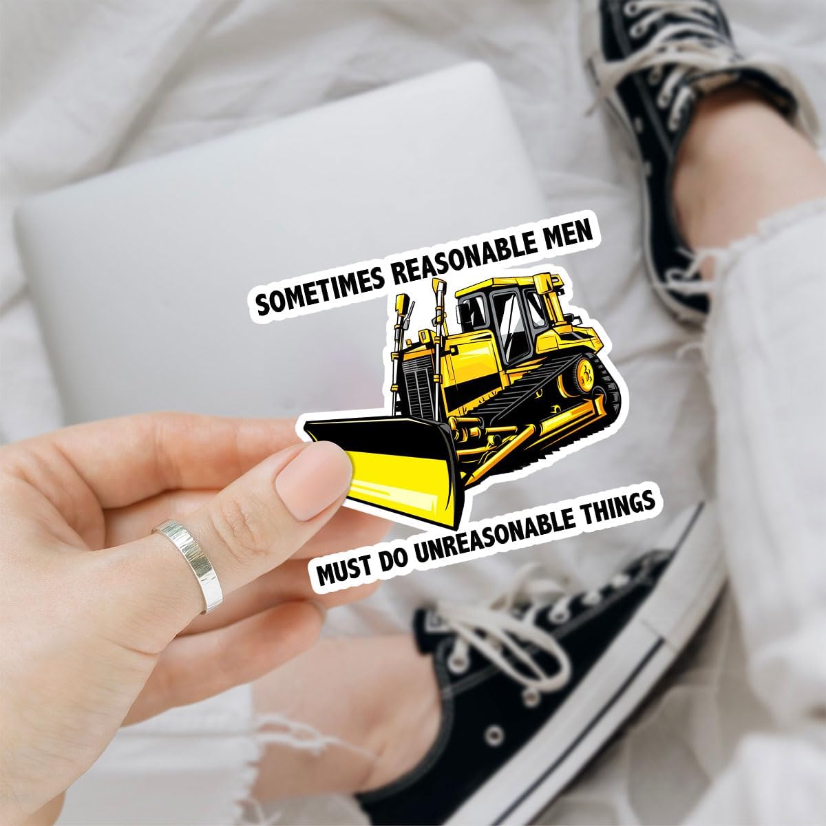 3 Pcs Sometimes Reasonable Men Must Do Unreasonable Things Sticker, Killdozer Sticker, Bulldozer Tractor Excavator Gift Digger Machine Equipment Gifts Stickers for Laptop Phone Car Helmet (R1)