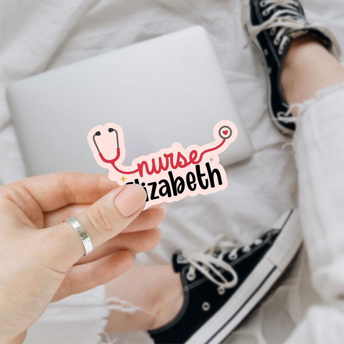 Custom Name Nurse Stethoscope Decal, Nursing RN Waterproof Die-Cut Sticker, Nurse Life Medical Stickers, Nursing Medical Emergency Sticker, Stickers for Laptop Water Bottle Phone Car Helmet 3" (RN 1)