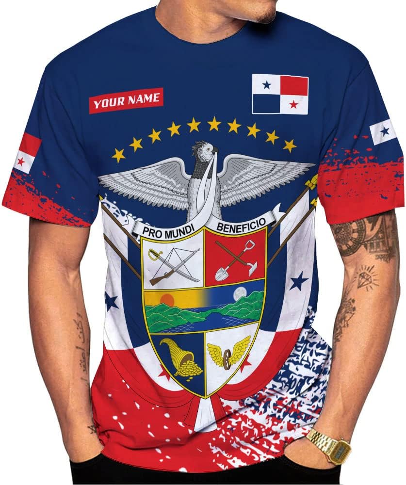 Custom Panama Shirts for Men 3D Panama Coat of Arms Shirts Panamanian Flag Pride Shirts Panama Hombres Camisa Men Women