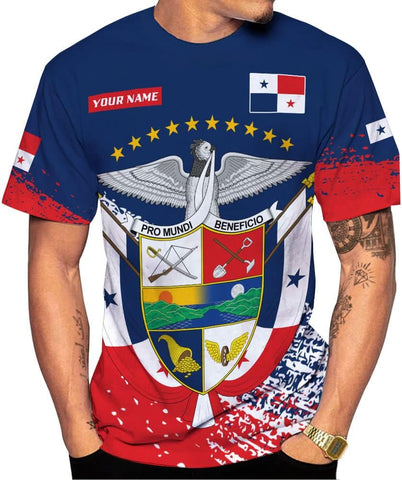 Custom Panama Shirts for Men 3D Panama Coat of Arms Shirts Panamanian Flag Pride Shirts Panama Hombres Camisa Men Women