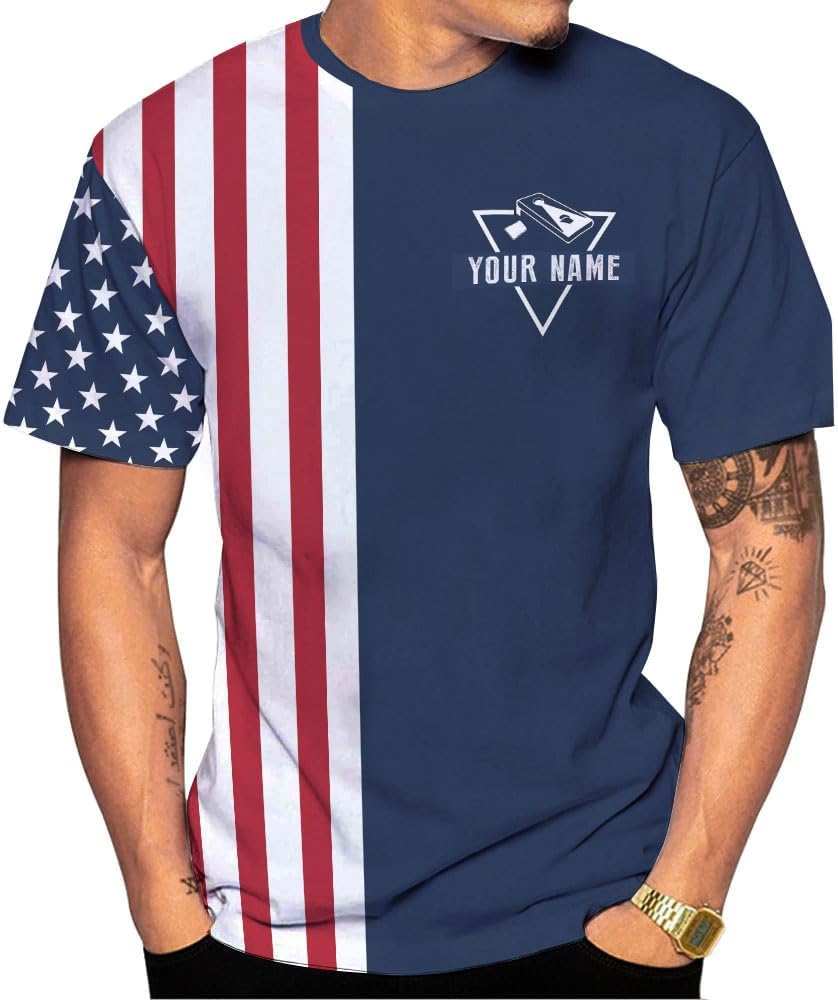 Personalized Cornhole Shirts 3D Over Print for Men & Women, Funny Cornhole Player Toss Sports T-Shirt for Team (CH 1)