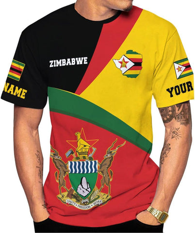 Personalized Zimbabwe Shirt, Zimbabwe Flag Pride T-Shirt, Short Sleeve Men Shirt Colourful, Gifts for Zimbabwean (ZBW 10)