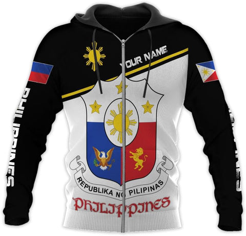 Mostprints Personalized Name Philippines Shirts 3D, Filipino Flag Pride Shirt Philippines Shirt Flag Tshirt for Men Women S-5XL