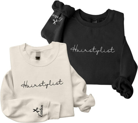 MAPrints Personalized Embroidered Hair Stylist Sweatshirt, Hairdresser Salon Hoodie, Hair Stylist T -Shirt, Gifts For Barber
