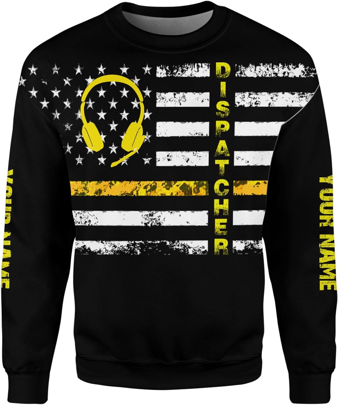 Personalized 911 Dispatcher 3D Shirt, Custom Dispatcher 3D T-Shirt, Thin Gold Line Flag 3D Shirts, Dispatcher Hoodie for Men