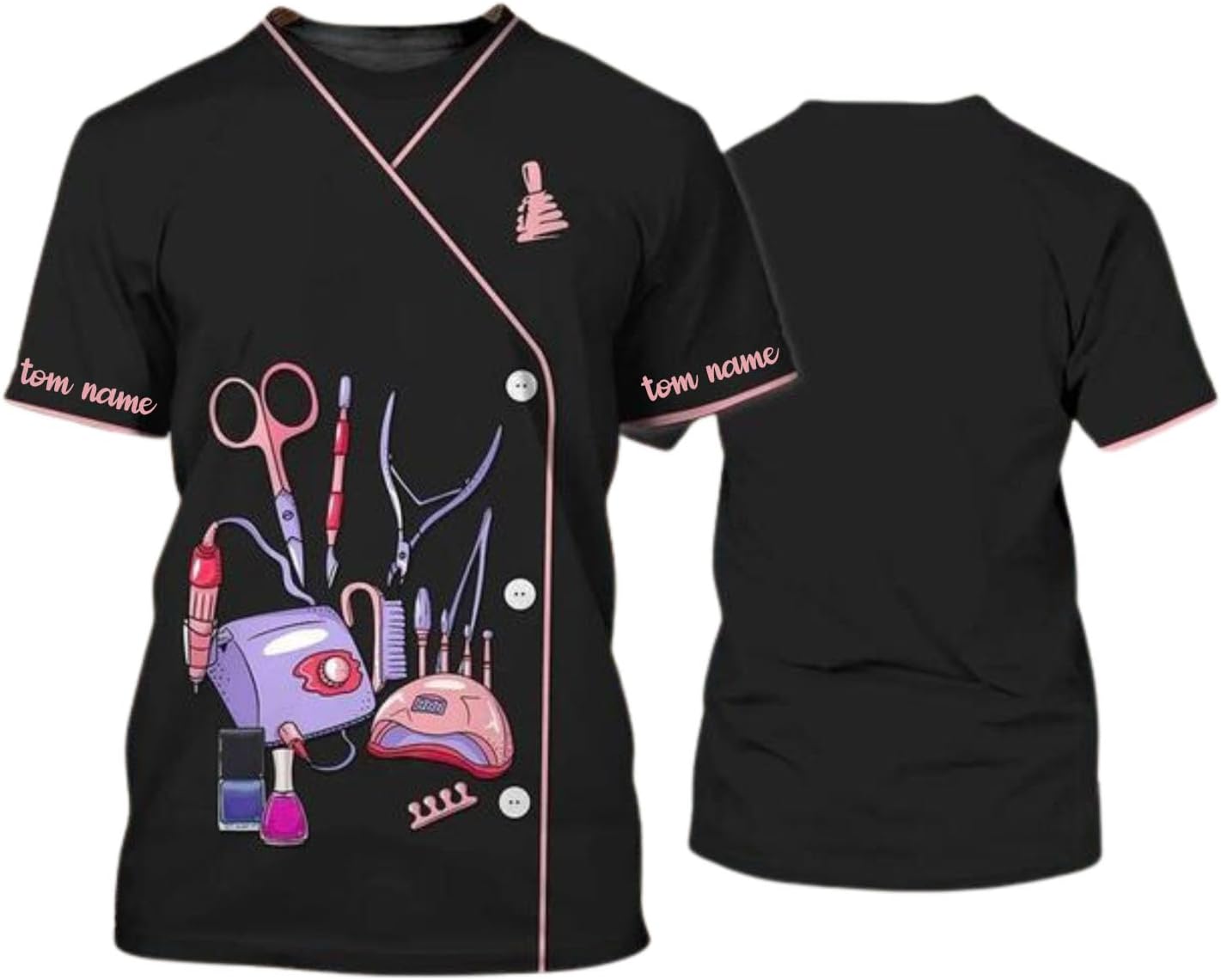 Personalized Hustler Uniform 3D T-Shirt, Custom Name Nail Art Shirt, Gift for Nail Artist