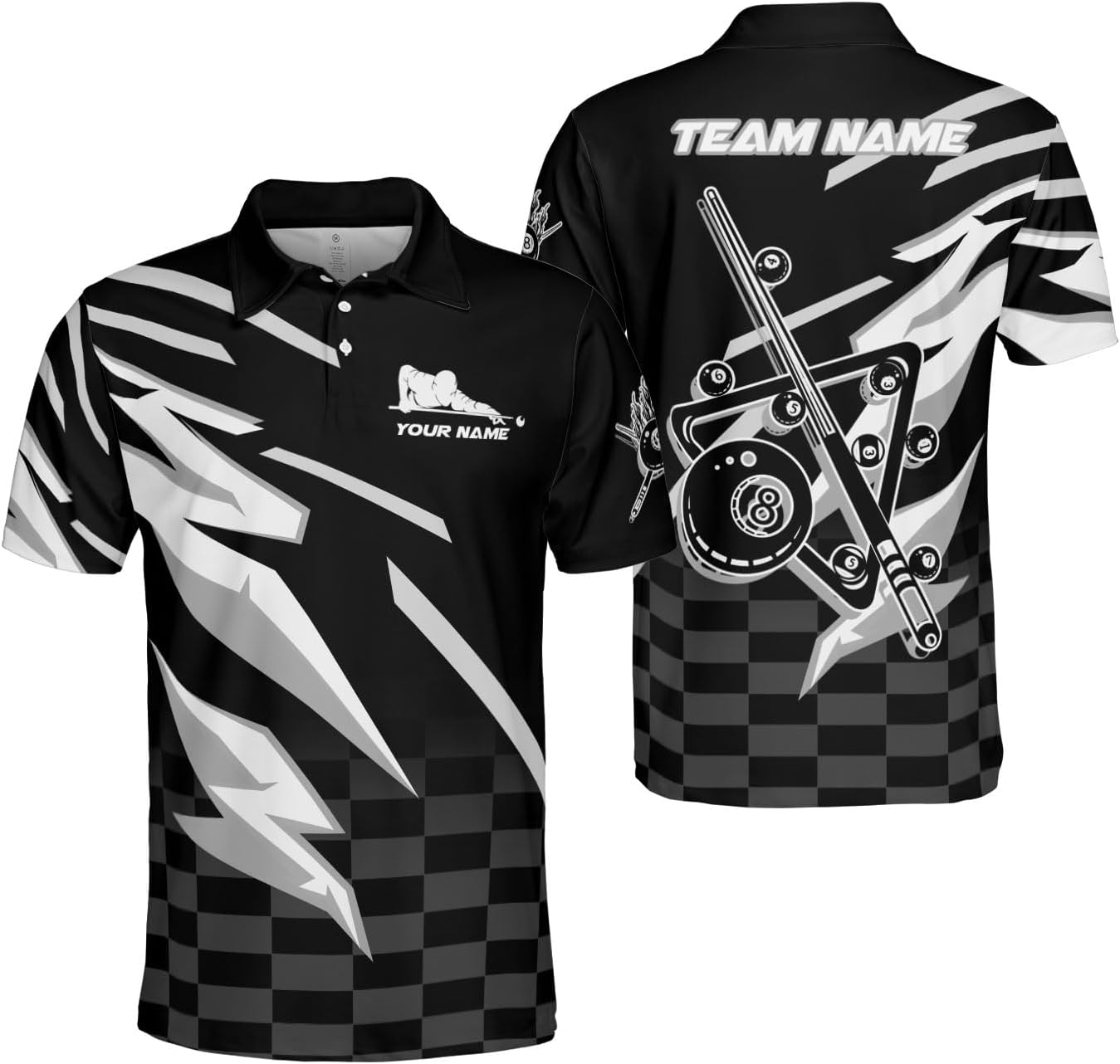 Custom Billiard Polo Shirts for Men Women Personalized Name Team 8 Ball Shirt Billiards Apparel Pool 3D Tshirts Gifts Players