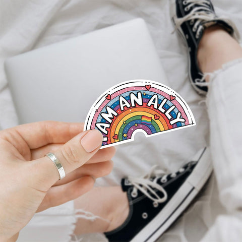 3 Pcs All Inclusive Ally Sticker, Proud I Am an Ally LGBTQ+ Pride Equality Rainbow Stickers, Transgender Trans LGBTQ Stickers for Laptop Phone Water Bottle Cars Phone Case Laptop 3"x3"