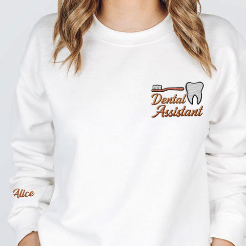 Intenprints Personalized Tooth Healthcare Embroidered Shirt, Dental Assistant RDA, Dentist Office, Dental Hygienist Gift