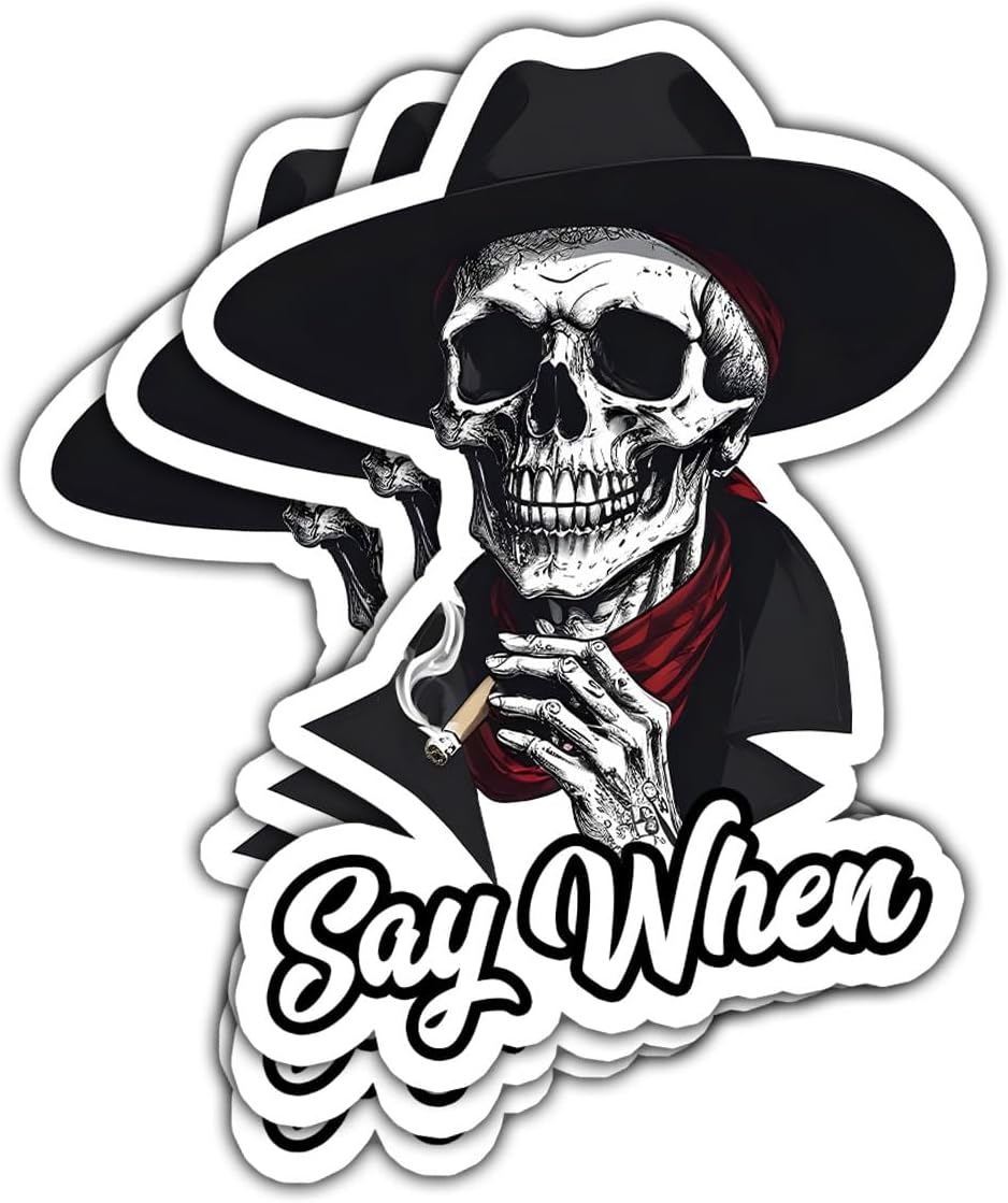 (3Pcs) Funny Skull with Hat Sticker, Skull Stickers, Cooler Decals, Skulls Decals for Trucks Skeleton Vinyl Decal Sticker - Stickers for Laptop Water Bottle Phone Car Window Helmet