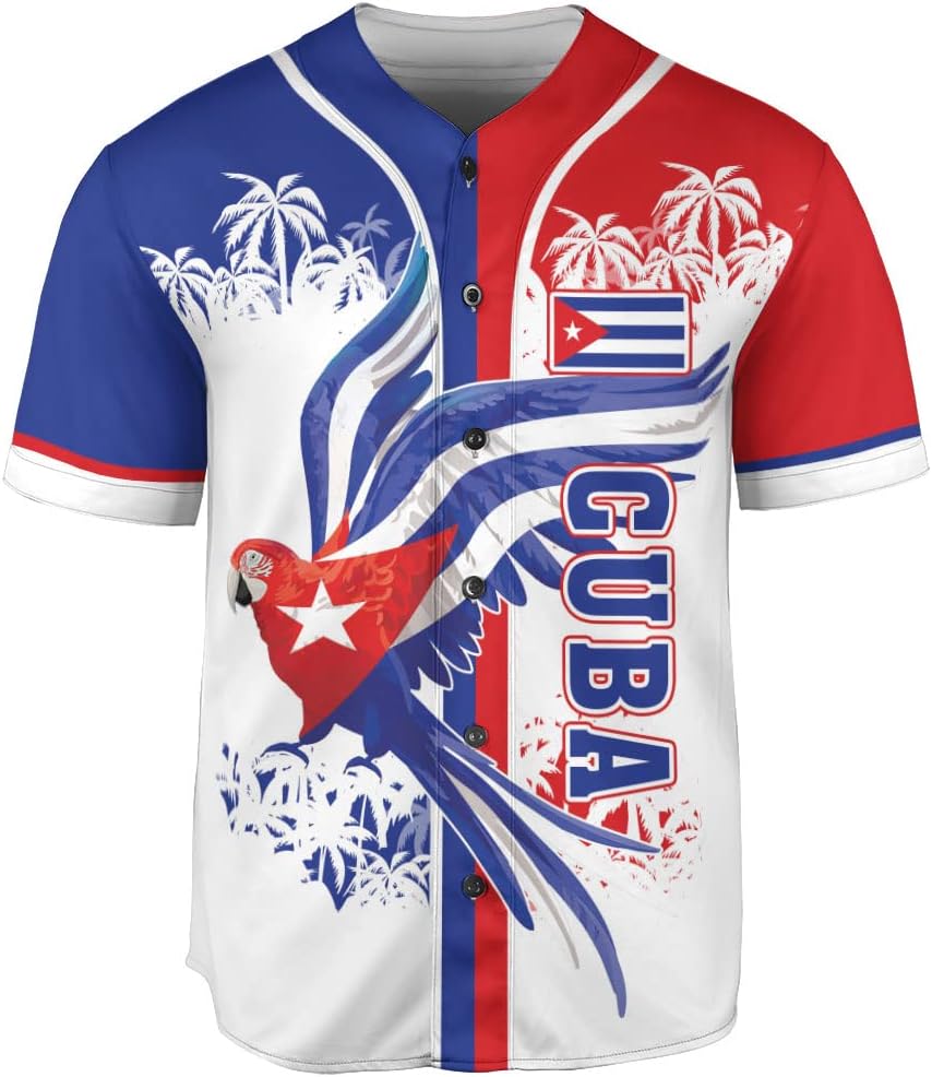 Podagree Personalized Cuba Baseball Shirt, Cuban Flag Jersey for Men and Women