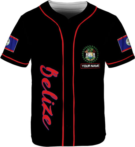 Podagree Personalized Belize Baseball Jersey Camisa Shirt, Belizean Flag Jersey, Belizean Pride Jersey for Men and Women
