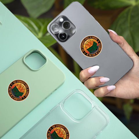 3 Pcs The Strongest Steel is Forged in The Fire of a Dumpster Stickers, Motivational The Strongest Steel Dumpster Fire Patch Stickers for Helmet Water Bottle Tumbler Phone Case 3"x3"