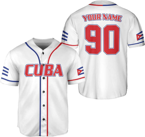 Podagree Personalized Cuba Baseball Shirt, Cuban Flag Jersey for Men and Women