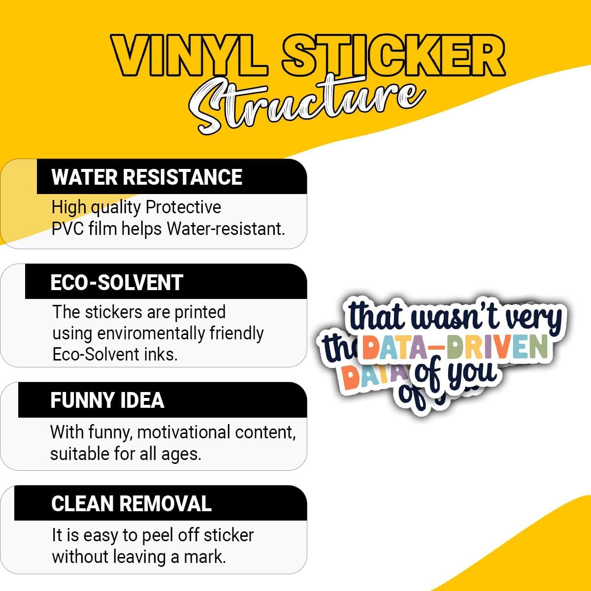 (3 PCS) That Wasn't Very Data-Driven of You Sticker Funny Geek Quote Vinyl Decal Waterproof for Laptop, Water Bottle, Phone Case, Notebook Gift for Programmers, Data Analysts (3 Inch)