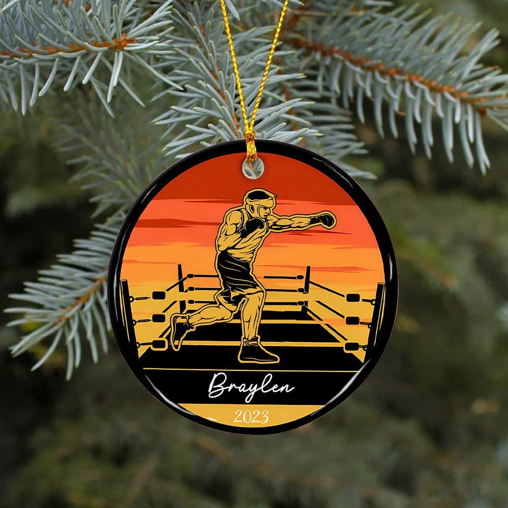 Tinoshop Personalized Boxing Ceramic Ornament, Boxing Gloves Christmas Light Ornament, Custom Boxing Ornament, Kick Boxing Ornament, Gift for Boxing Lovers, Boxer Ornament Gift for Boxing Lovers ON417