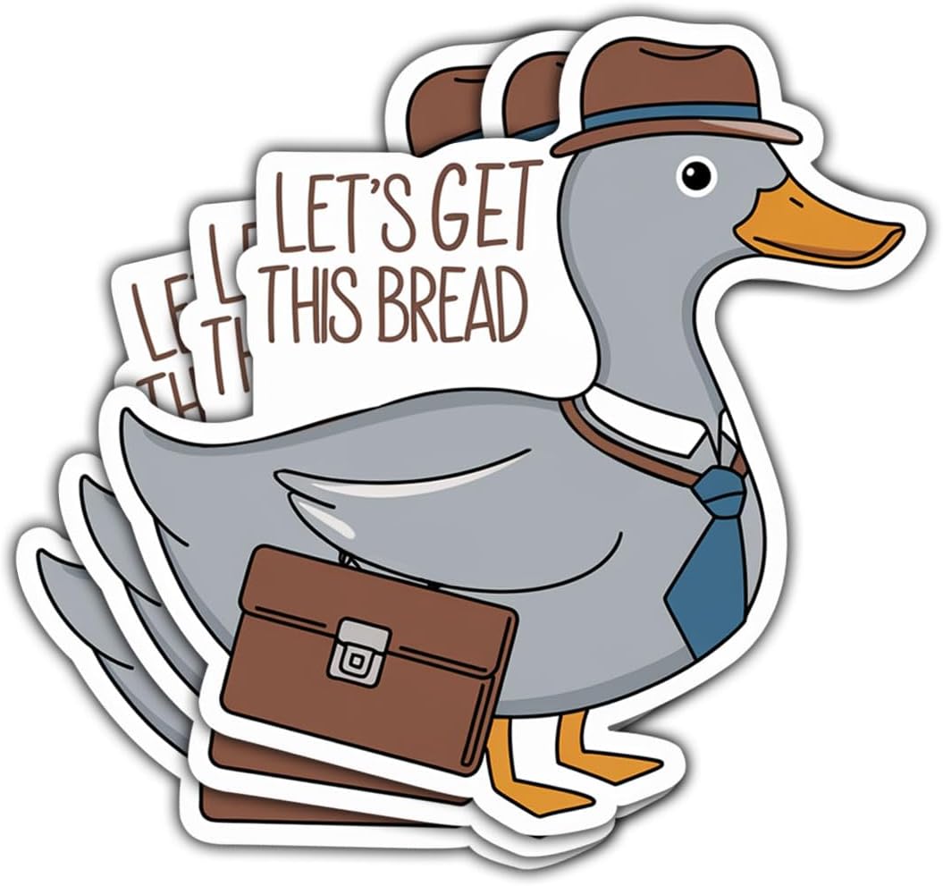 (3pcs) Let's Get Started This Bread Sticker, Cute Duck Sticker Gifts Duck Lovers, Meme Duck Sticker Die-Cut Waterproof Vinyl Sticker Laptop Water Bottle Window Phone Helmet