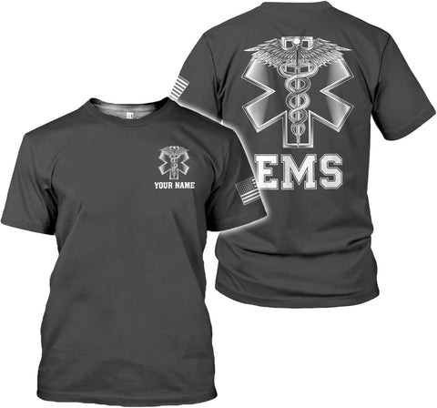 Mostprints Personalized EMT Shirt, EMS Shirt, Customized EMS Shirts,EMT Paramedic Uniform Emergency Medical Technician Shirts