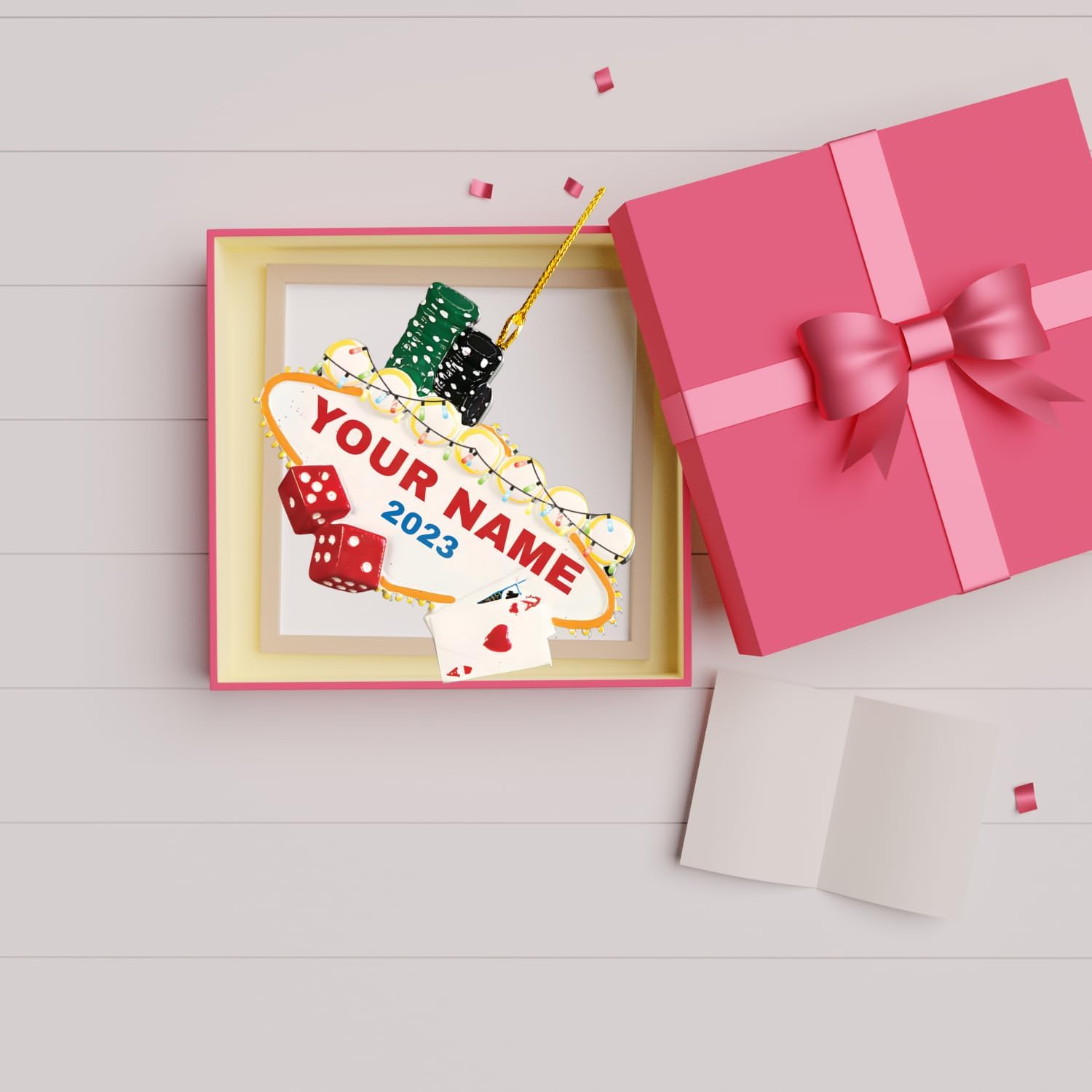 Personalized Poker Christmas Ornament 2024, Poker Player Ornament, Sport Keepsake Present, Playing Cards Deck Wood Game Ornaments, Poker Aces Cards Chips Gambling Ornament (Poker 1)