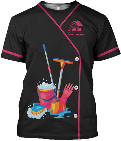Custom 3D Housekeeping Shirt for Women Men Personalized Cleaning Outfit Gift Housekeeper Cleaner Tshirt Housekeeping Uniform