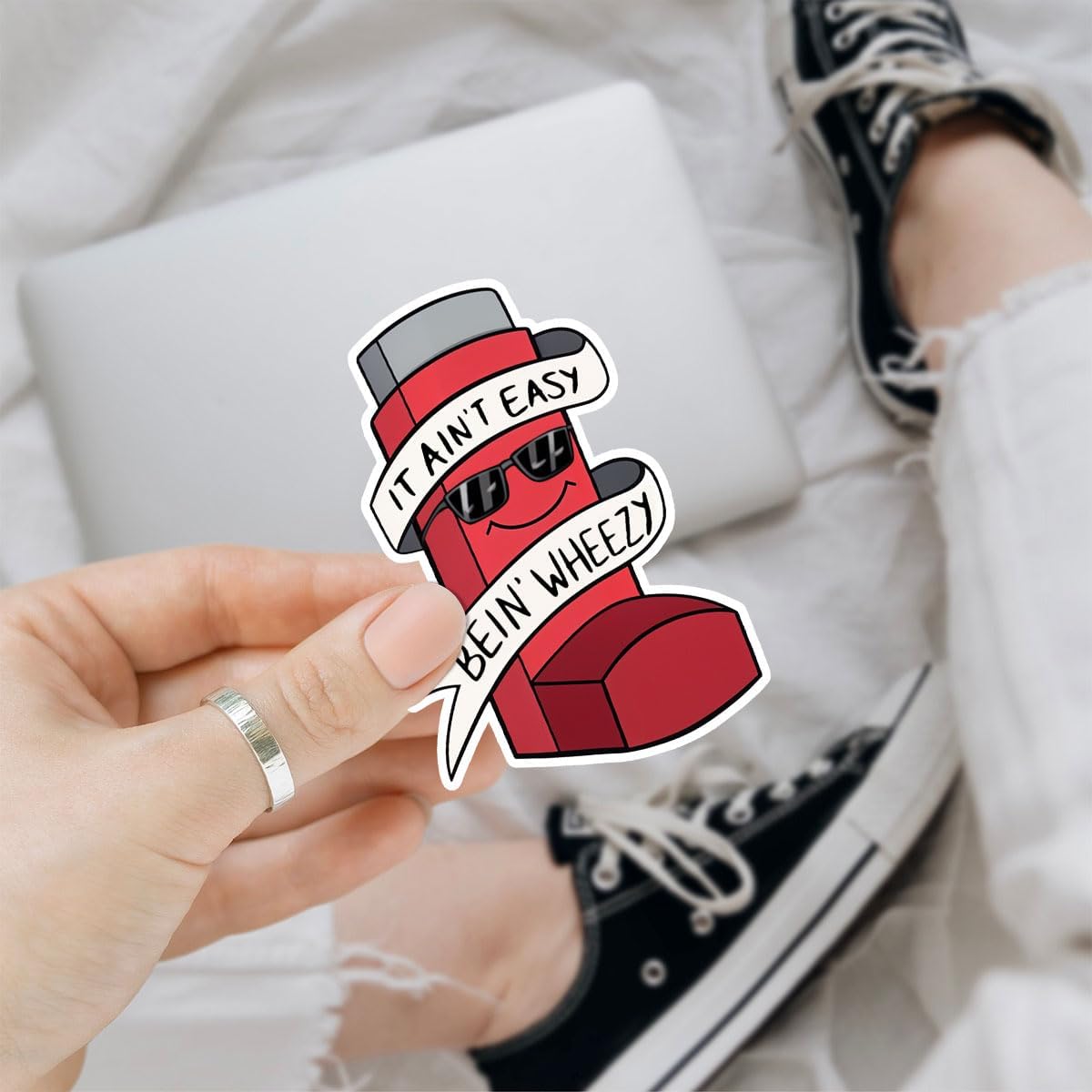 3 Pcs It Ain't Easy Being' Wheezy Sticker Funny Inhaler Allergy Gift it Ain't Easy Being Wheezy Inhaler Holder Stickers it Aint Easy Being Wheezy Stickers for Laptop watter Bottle Phone Helmet 3"x3"