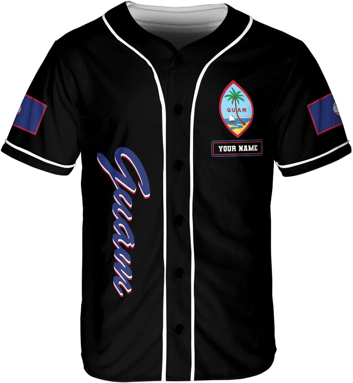 Leprints Personalized Guam Baseball Jersey Shirt, Guahan Flag Jersey, Guam Islander Pride Jersey for Men and Women