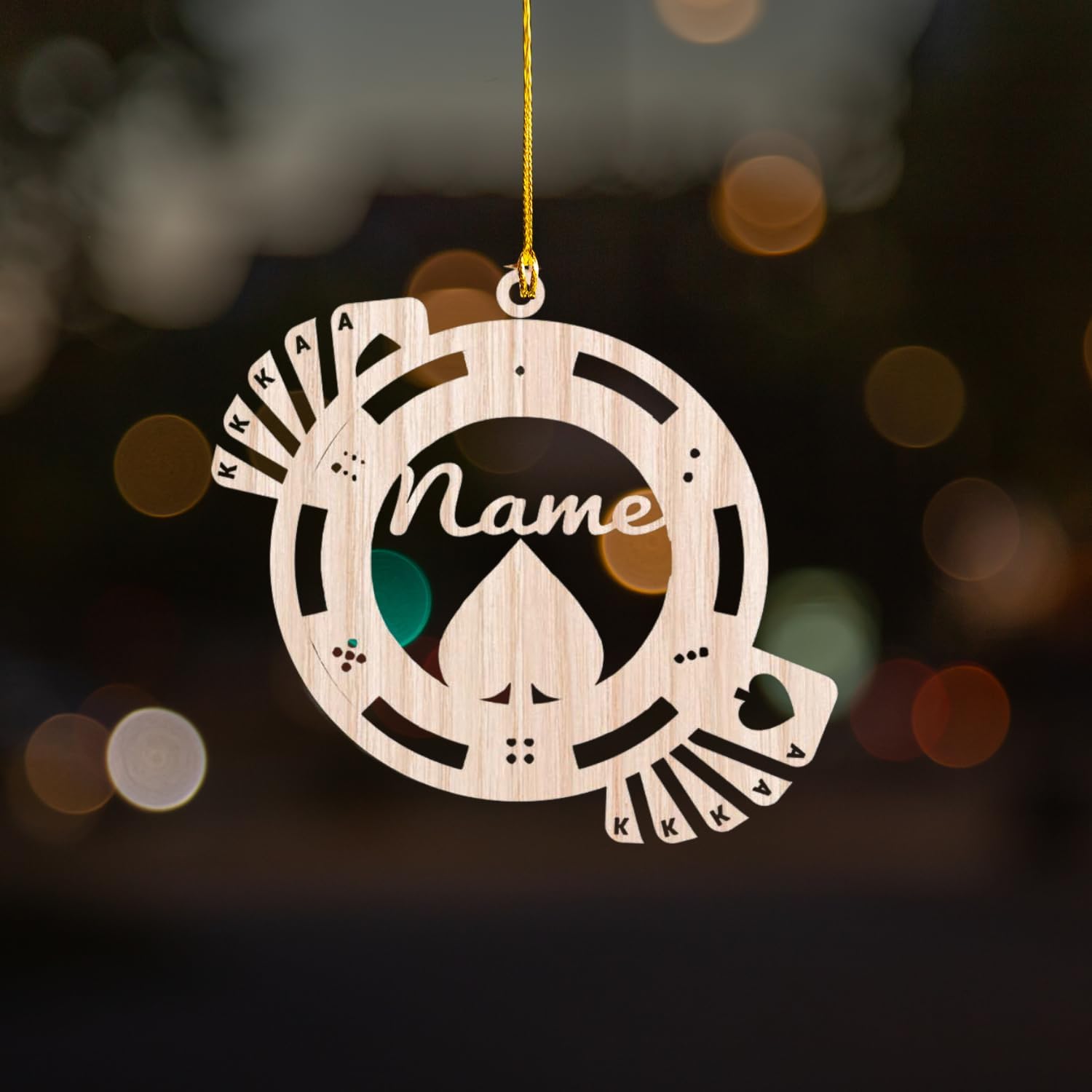 Personalized Poker Christmas Wood Ornament 2024, Poker Player Ornament, Sport Keepsake Present, Playing Cards Deck Wood Game Ornaments, Poker Aces Cards Chips Gambling Ornament (Poker 4)