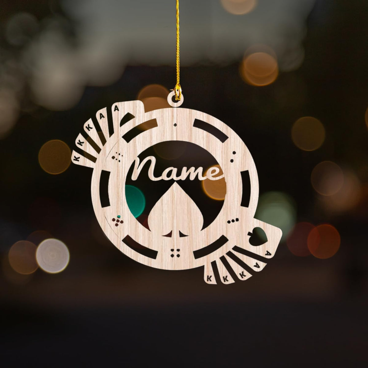Personalized Poker Christmas Wood Ornament 2024, Poker Player Ornament, Sport Keepsake Present, Playing Cards Deck Wood Game Ornaments, Poker Aces Cards Chips Gambling Ornament (Poker 4)