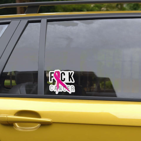 (3Pcs) Breast Cancer Awareness Pink Fighter Ribbon Vinyl Decal Sticker, Fuck Cancer Pink Ribbon Sticker Breast Cancer Car Decal Sticker Waterproof for Water Bottle, Car, Helmet Decal 5" (Ribbon 2)
