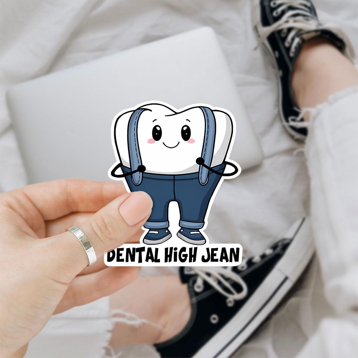 (3pcs) Dental High Jeans Sticker, Dental Hygiene Sticker, Teeth Sticker Gift for Dentist Sticker Die-Cut Waterproof Vinyl Sticker Laptop Water Bottle Window Phone Helmet