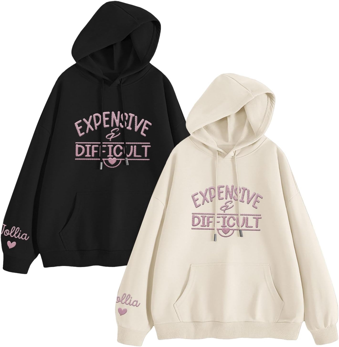 MAPrints Personalized Embroidered Expensive & Difficult Sweatshirt Long Sleeve Crewneck Expensive & Difficult Pullover Hoodie