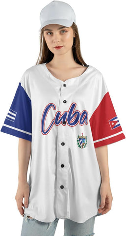 Personalized Cuba Baseball Jersey Shirt, Cuba Flag Jersey, Cuban Jersey for Men and Women, Cuba USA Flag T Shirt