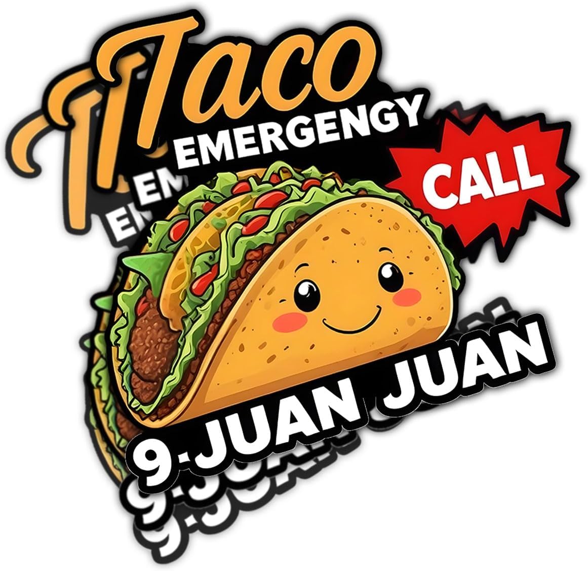 (3Pcs) Taco Emergency Call 9 Juan Juan Sticker, Taco Bumper Sticker Tacos Decal Funny Taco Lover Sticker, Funny Cinco De Mayo Mexico Sticker-stickers For Laptop Water Bottle Phone Car Window Helmet 3"