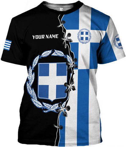 Suseaz Personalized Greece Hoodie Greek Coat of Arms Flag Grecian 3D Sweatshirt Greece Zip Hoodie Grecian Pride Gift Shirt