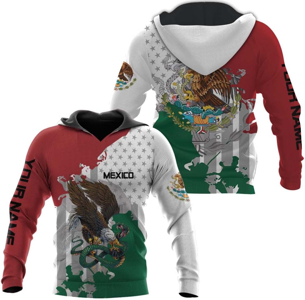 Personalized Name Mexican Hoodie 3D, Customized Mexican Hoodies for Men, Unisex Mexico Hoodie, Mexico Hoodies for Men 2