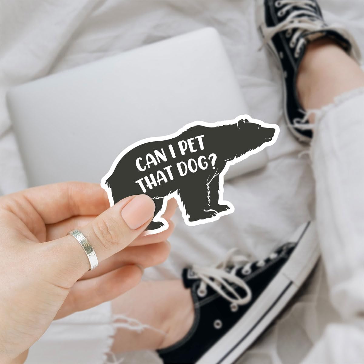 (3pcs) Can I Pet That Dog Sticker, Funny Black Bear Sticker, Black Bear Meme Sticker, Sticker Die-Cut Waterproof Vinyl Sticker for Laptop Water Bottle Phone Window Helmet