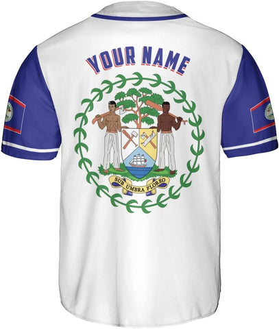 Podagree Personalized Belize Baseball Jersey Camisa Shirt, Belizean Flag Jersey, Belizean Pride Jersey for Men and Women