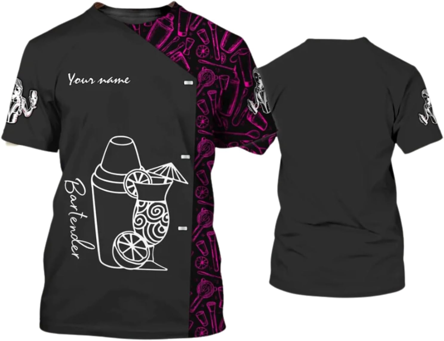 MAPrints Personalized Bartender Shirt Custom Bartender Tshirts Bartending 3D Tshirts Bartender Barista Camisas Tshirt for Men