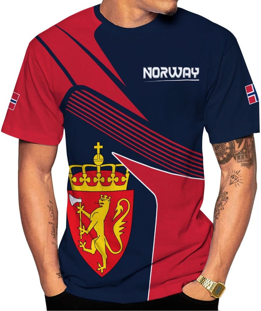 Riveprints Personalized Norway Shirts, Norway Flag Pride T-Shirt, Norwegian Shirt for Men, Norway Short Sleeves T-Shirt S-5XL