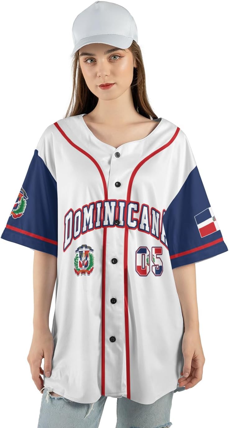 Custom Dominican Jersey for Men Dominican Baseball Jersey Dominican Baseball Jersey Dominicana Shirt Dominican Flag Jersey
