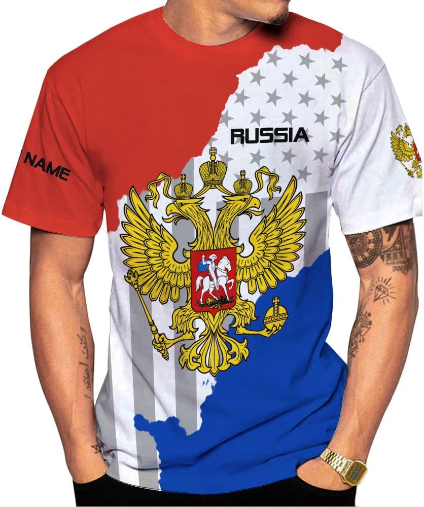 Personalized Russia Shirts Russian Shirt Russian Unisex Shirts Russia Flag Pride Shirts Russia Flag Coat of Arms Shirts