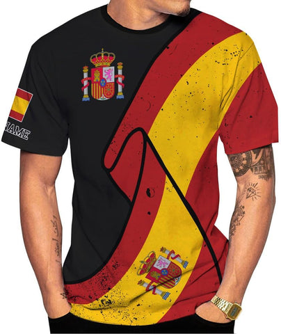 MoonArt Personalized Spain Shirt Custom Spain Espana Flag Shirts for Men and Women, Spain Spanish Pride