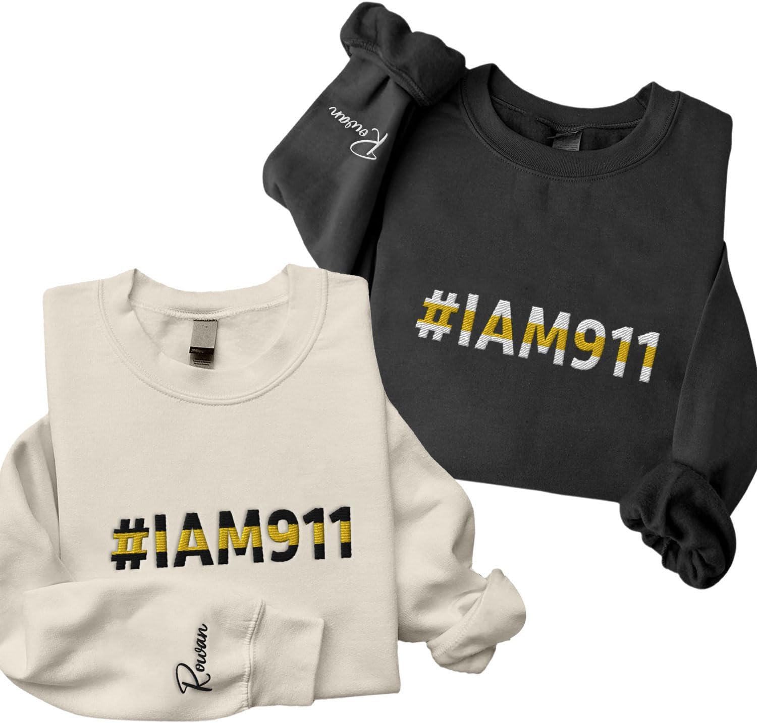 Leeprints Personalized Embroidered Dispatcher 911 Sweatshirt, Pulse Dispatch Embroider Hoodie, Thin Gold Line 911